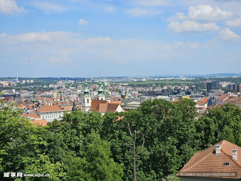 城市绿树环绕的美丽景致