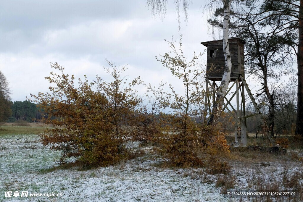 冬日野外的瞭望塔景观