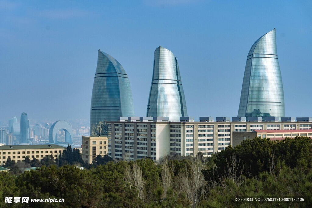 阿塞拜疆火焰塔建筑景观