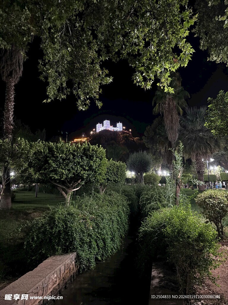 夜晚园林景观的静谧之美