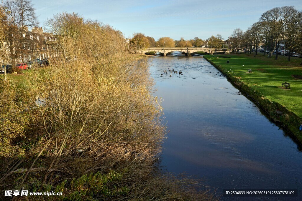 河畔自然风光美景