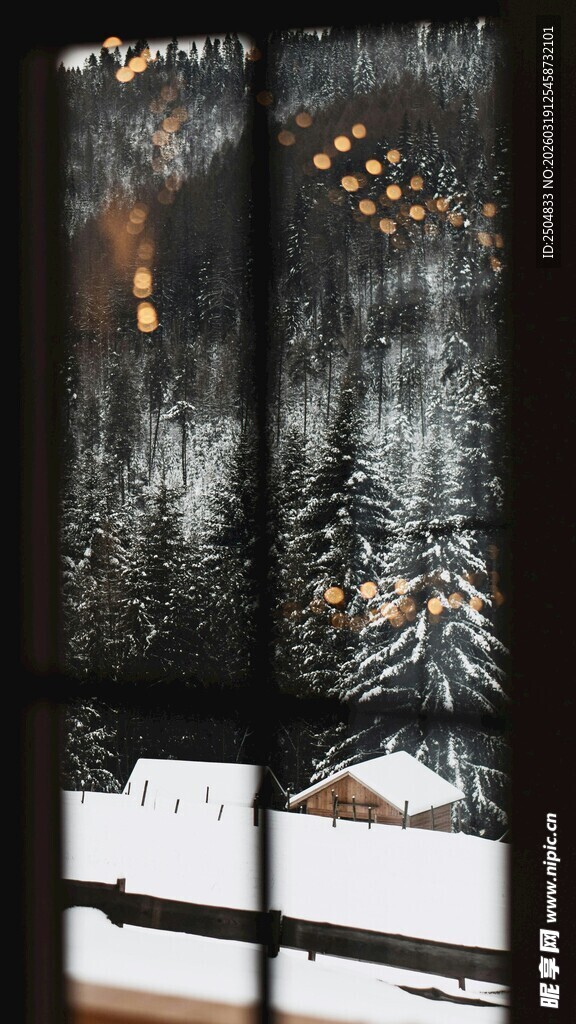 冬日窗前雪景静谧之美