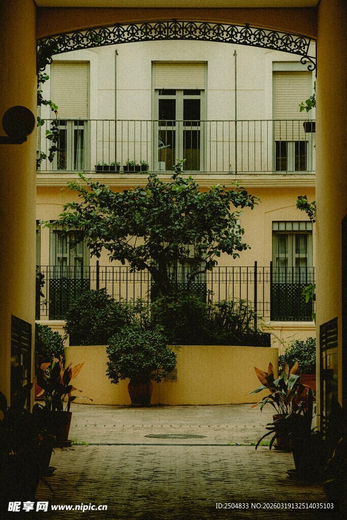 庭院绿植环绕的建筑景观