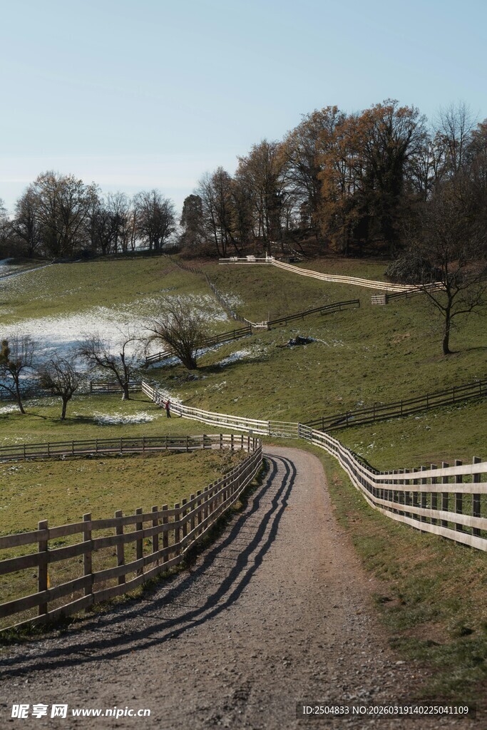 乡村蜿蜒小路与田园风光