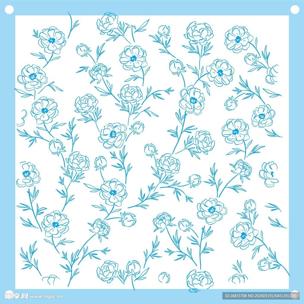 蓝白花卉图案背景设计