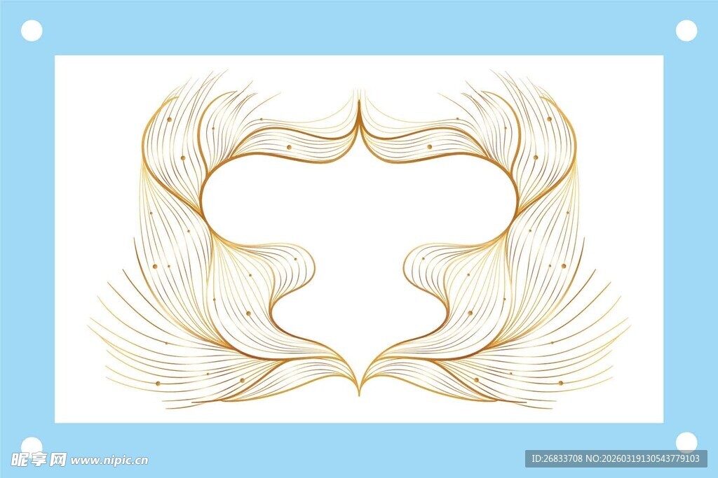 金色对称翅膀装饰图案