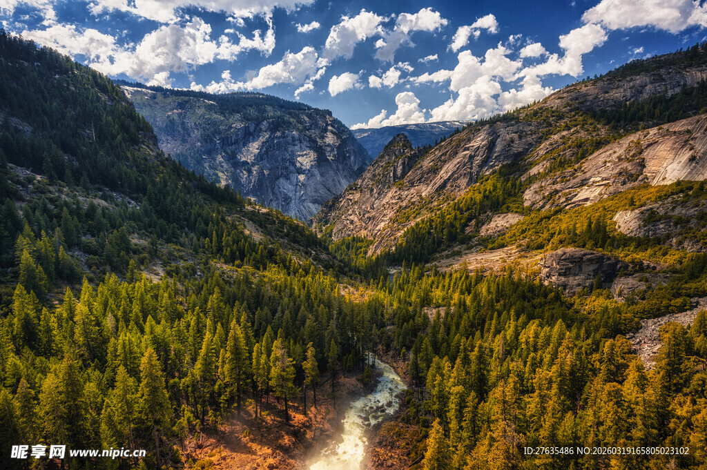 山谷森林间的壮美自然风光