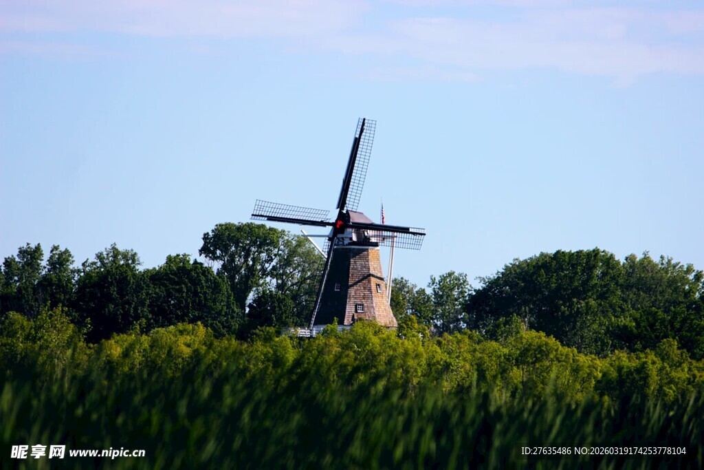 荷兰风车景观