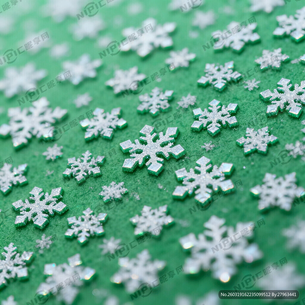绿色带雪花图案底图