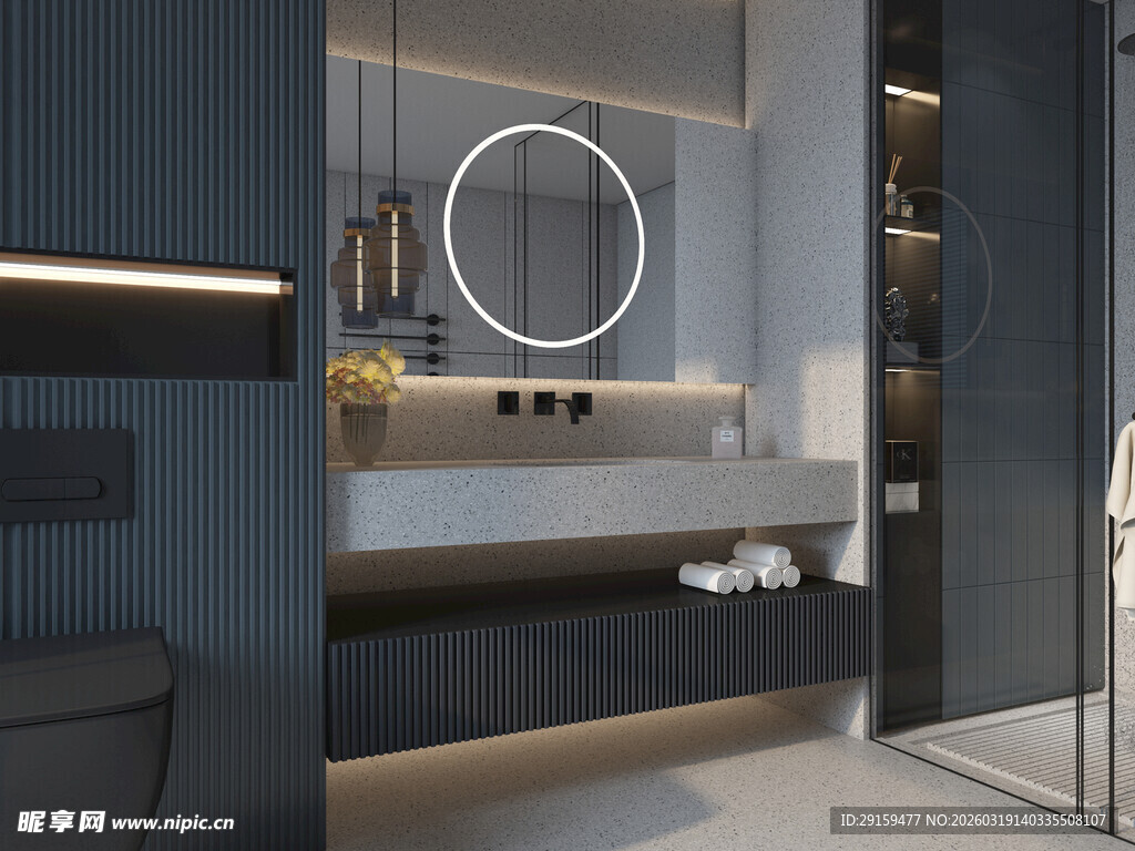 现代简约风浴室洗手台设计