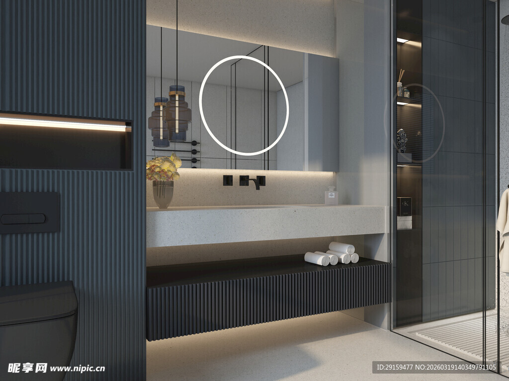 现代简约风浴室洗手台设计