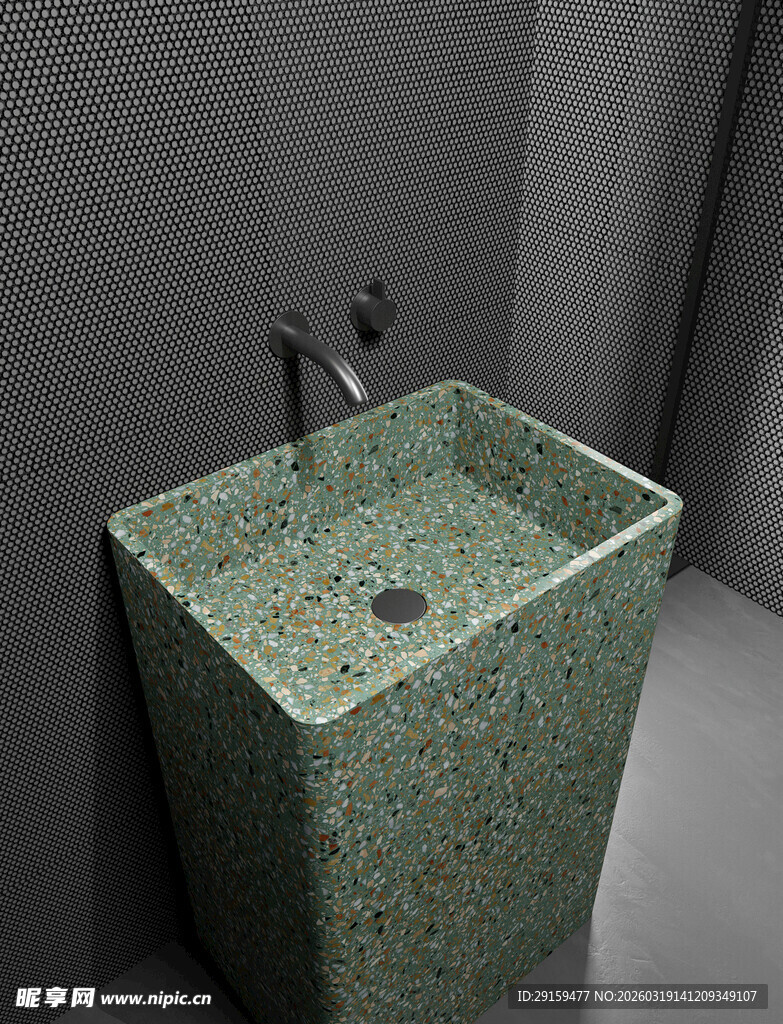 绿色水磨石洗手台