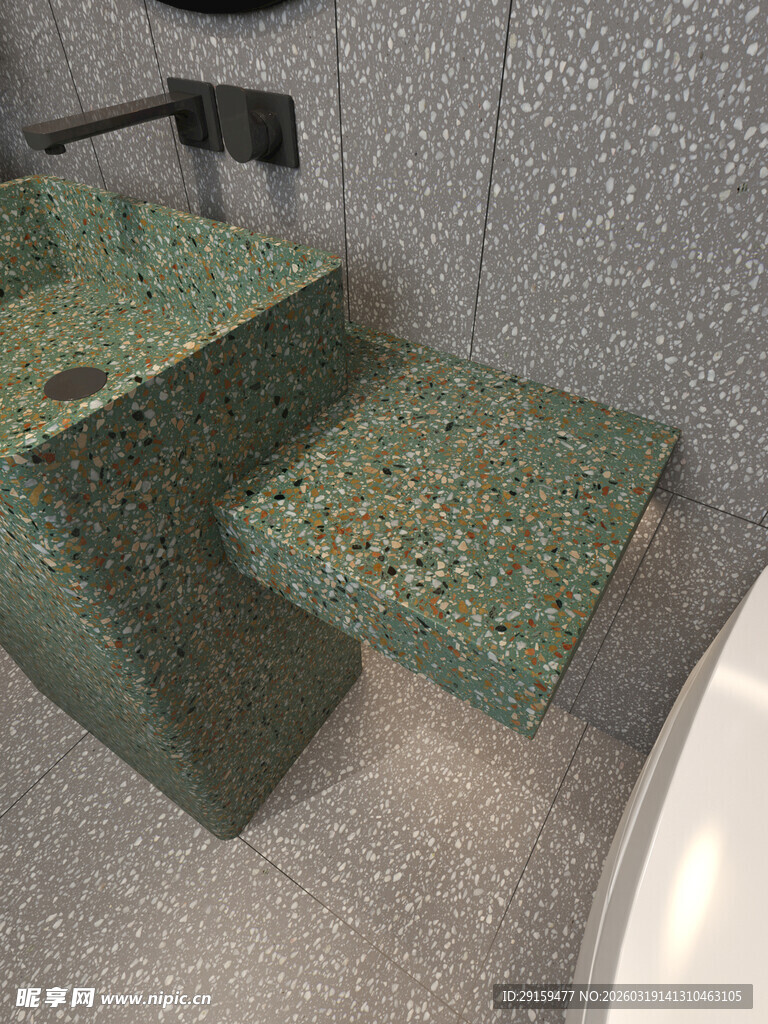 绿色石材洗手台设计