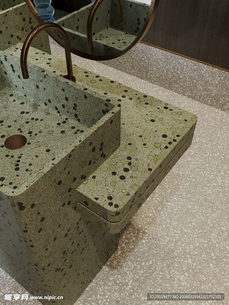 绿色斑点洗手台设计细节