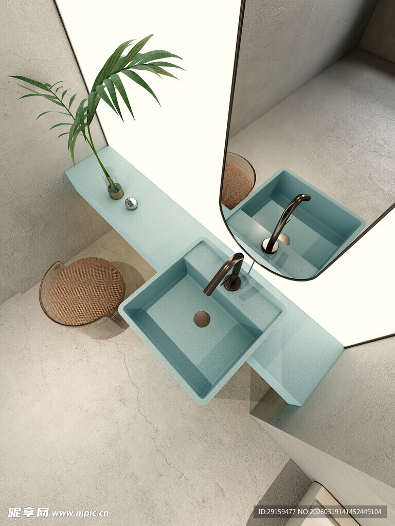 简约风浴室洗手台设计