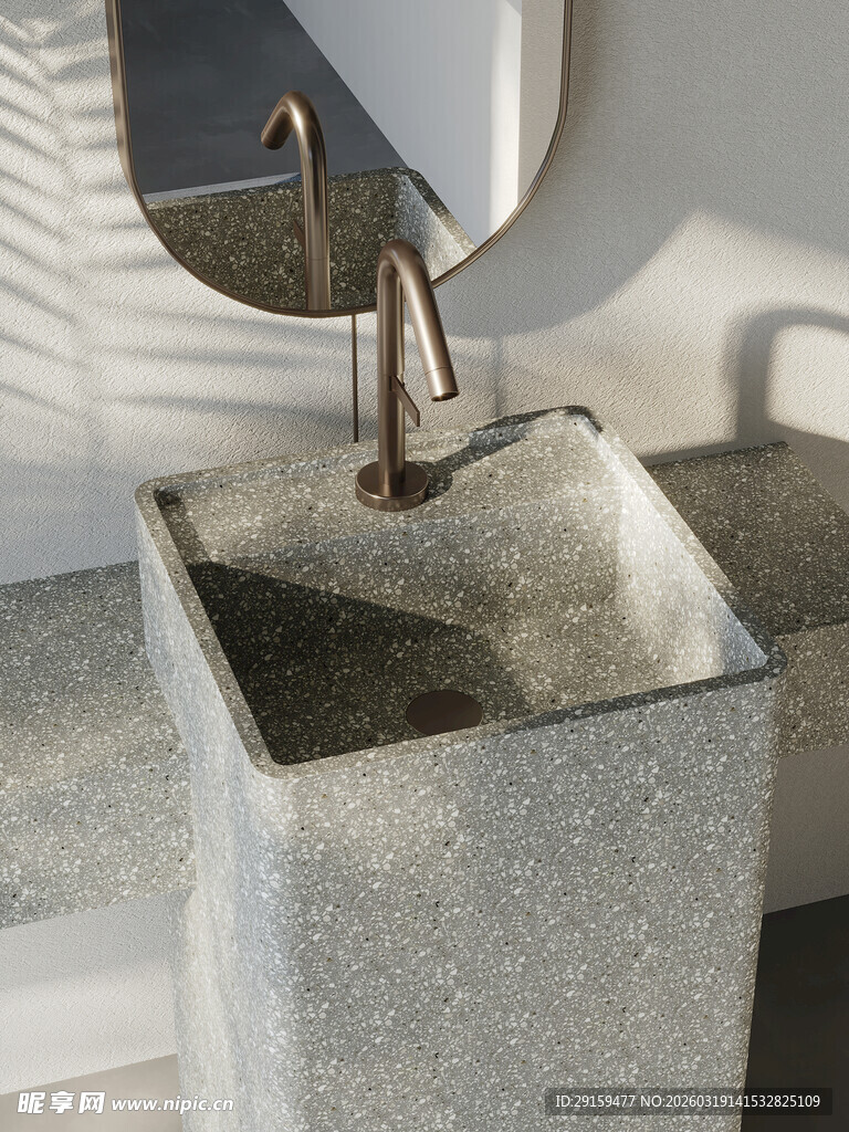 现代简约风水磨石洗手台