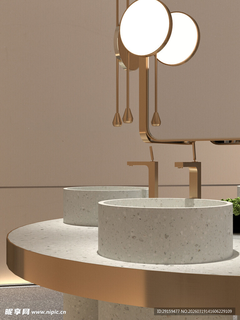 现代简约风圆形洗手台