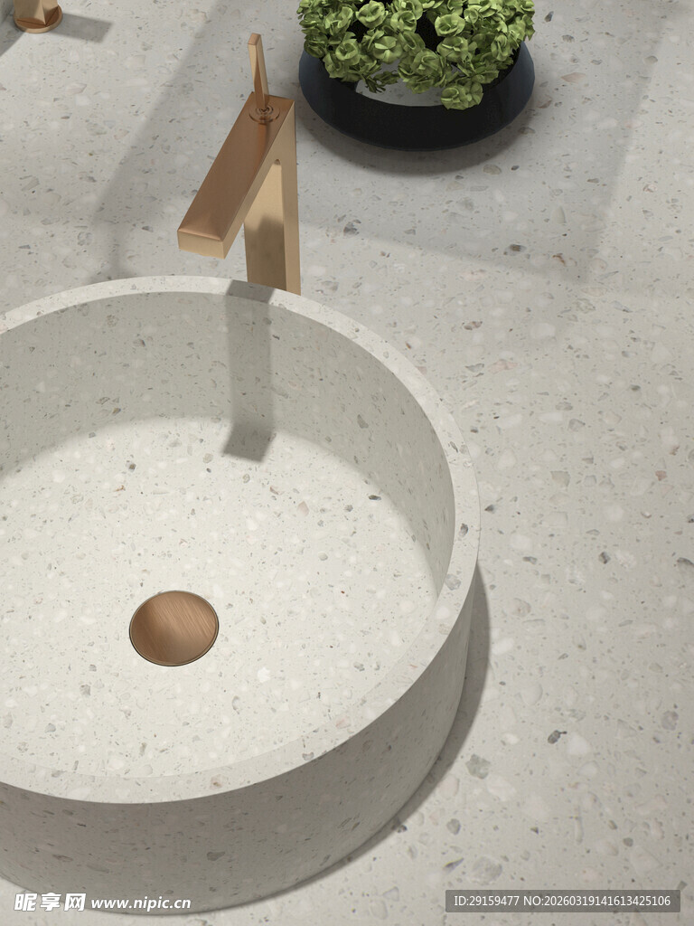 简约圆形洗手盆近景