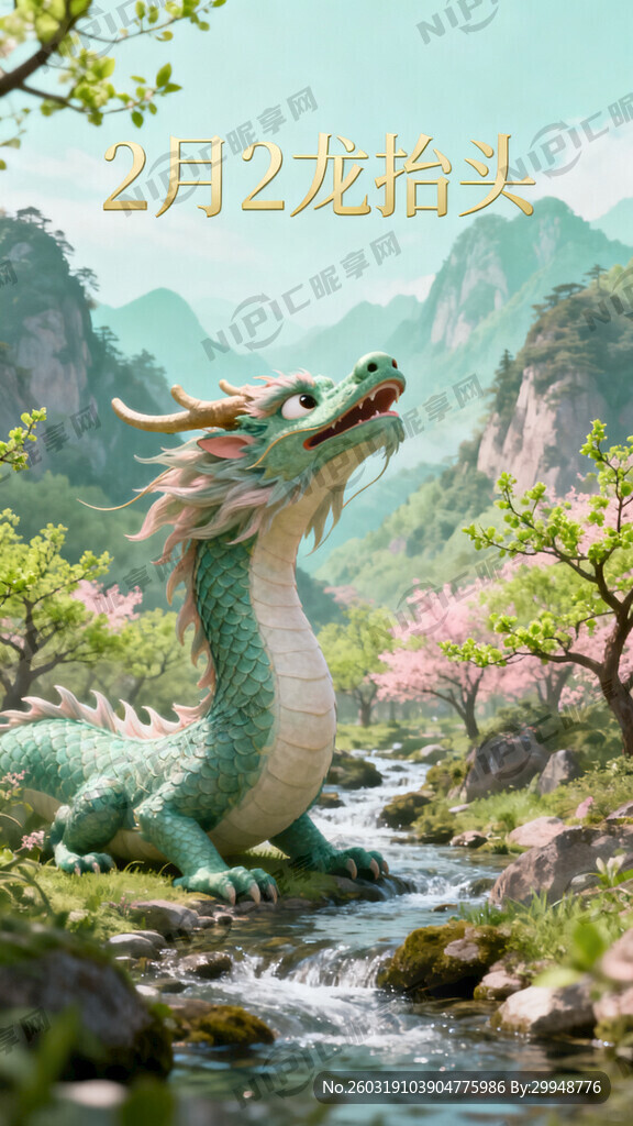 做一个龙仰头的图片 有留白。