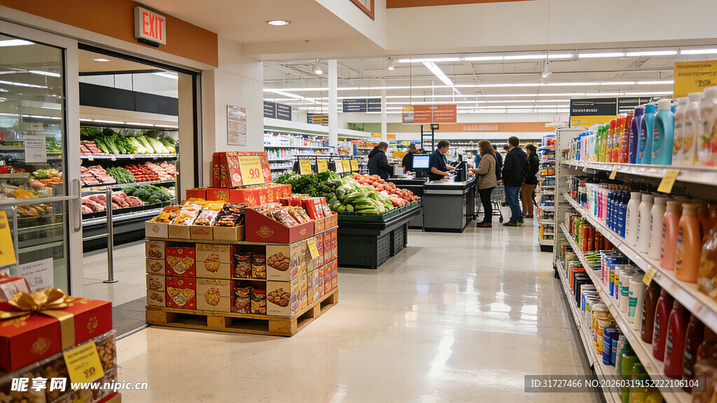 超市内部丰富的购物场景