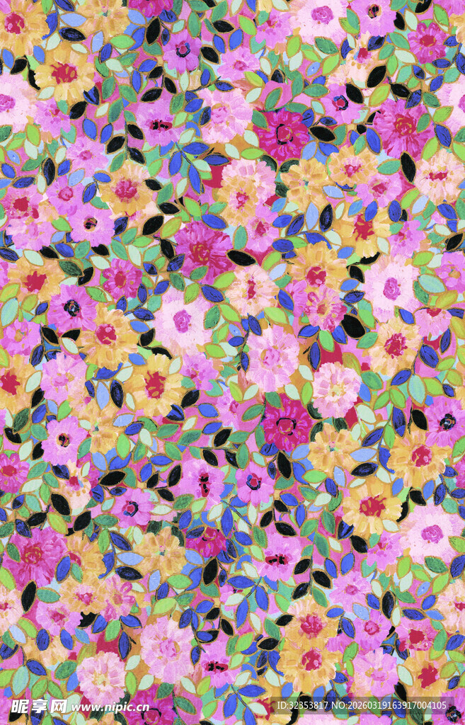 碎花 数码 印花 菊花 多色