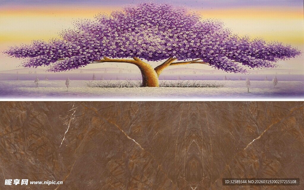 梦幻紫色大树艺术画作