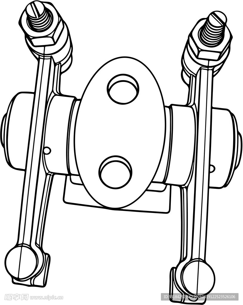 气门摇臂总成     线稿图