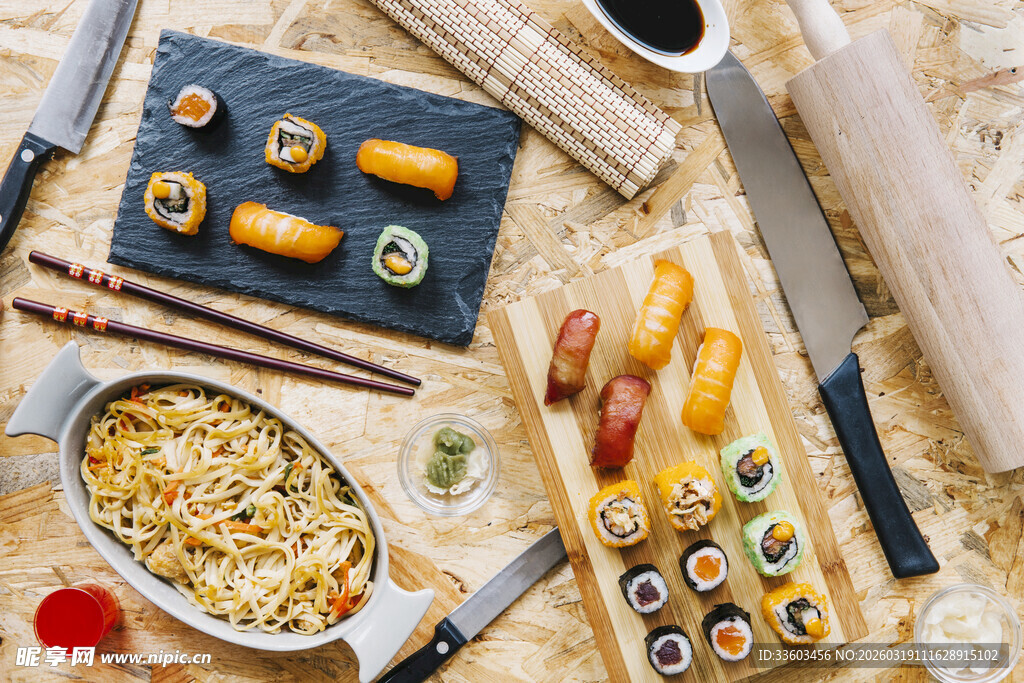 多样日式美食精致摆盘