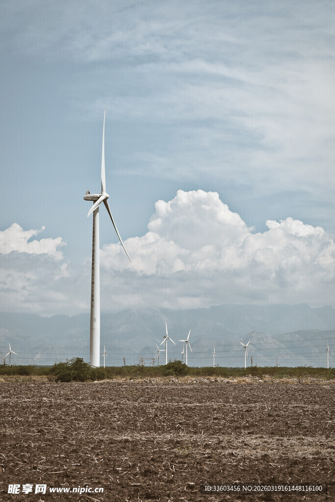 田野上的风力发电机