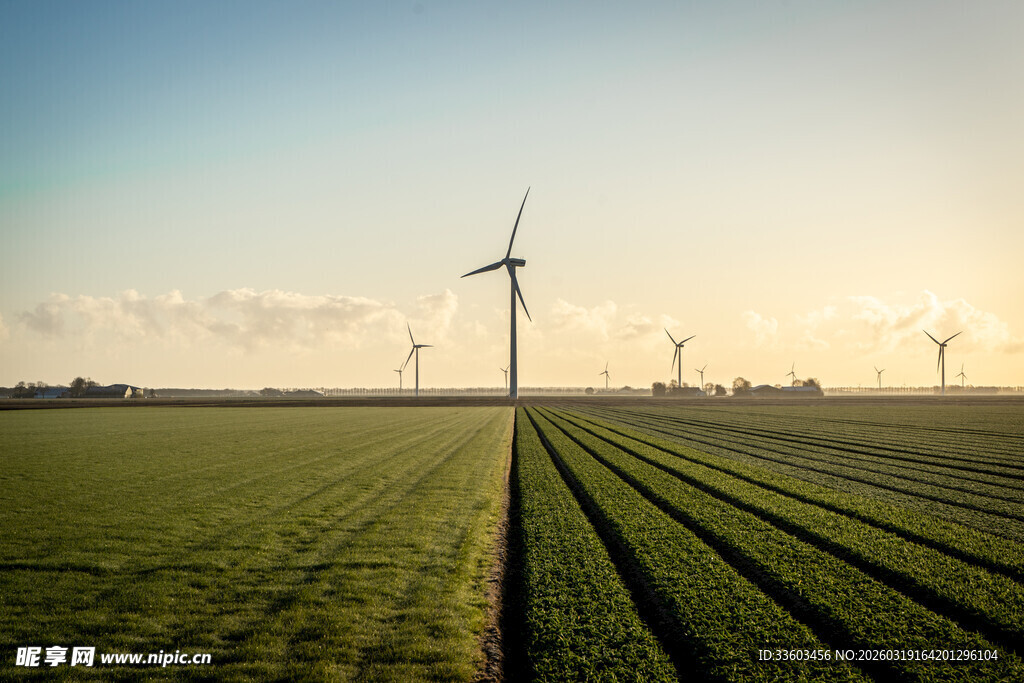 田野中的风力发电机