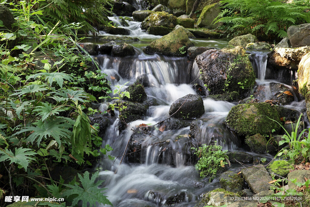 山间小瀑布的自然景致
