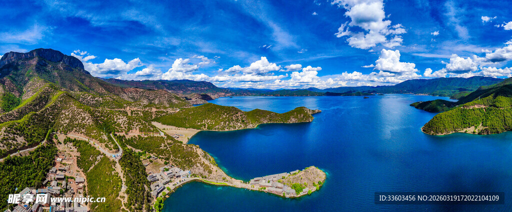 壮丽山水湖景全景风光