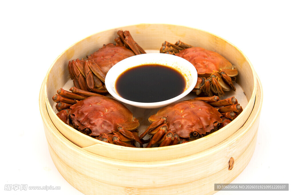 竹笼蒸蟹配蘸料