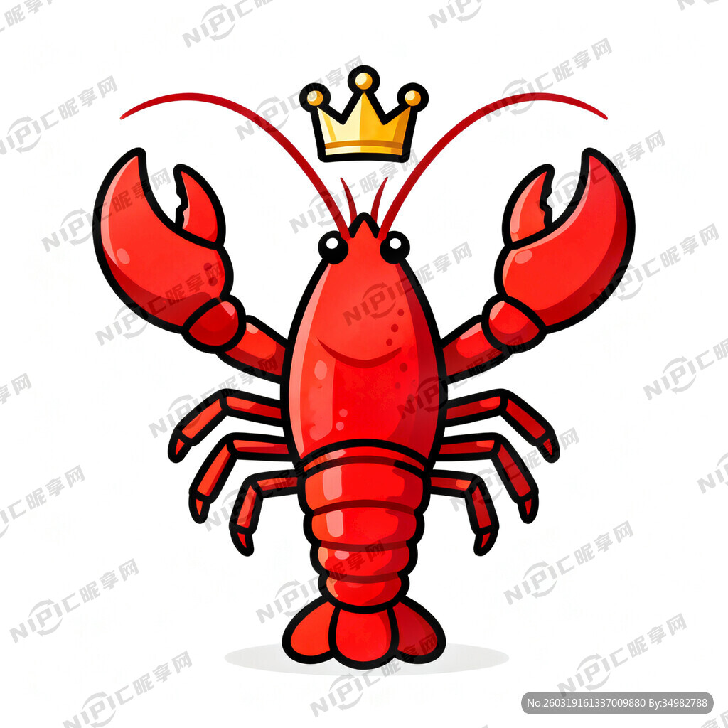 龙虾王 威严 戴王冠 全身