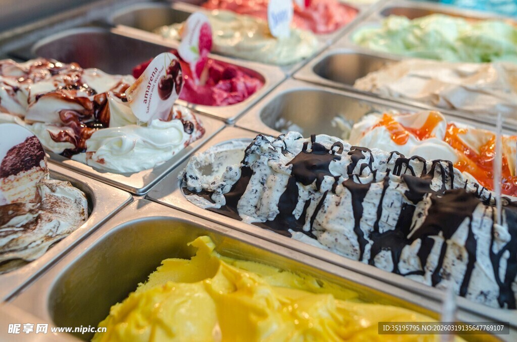 多样美味冰淇淋展示