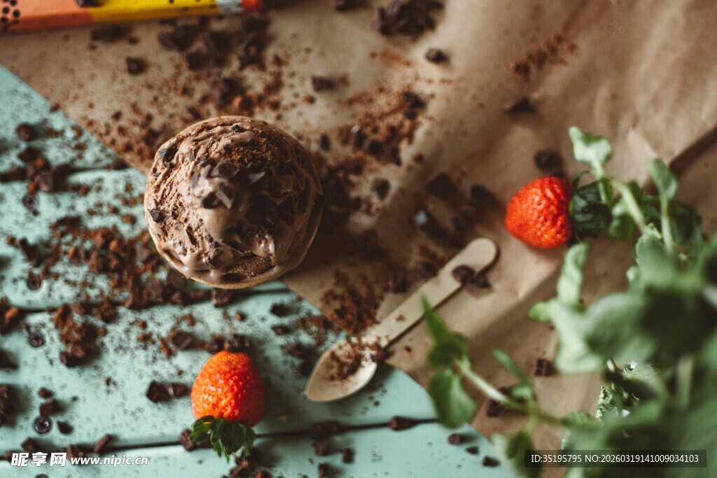 美味巧克力甜点与草莓