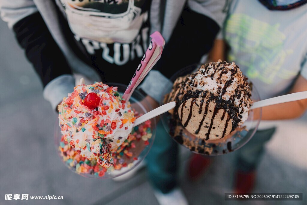 多彩美味冰淇淋特写