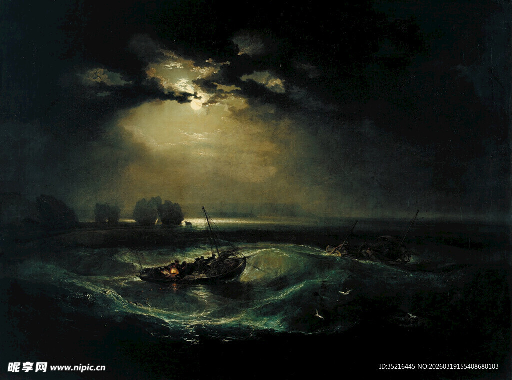 海上风暴中的船只景象