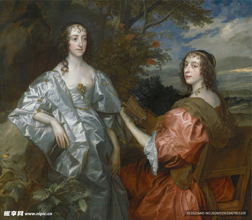 古典双人肖像油画