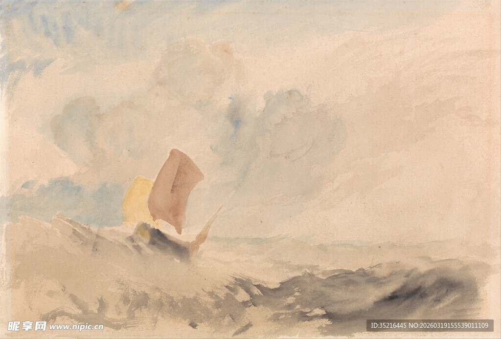 海上帆船在风浪中航行