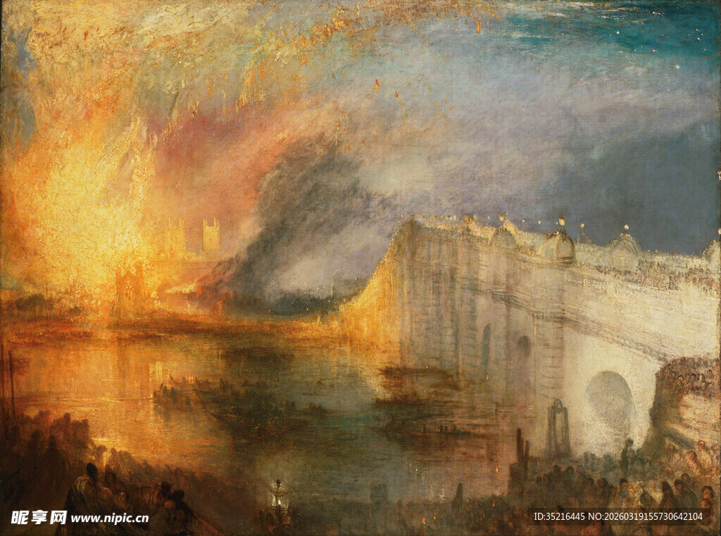 伦敦大火场景油画