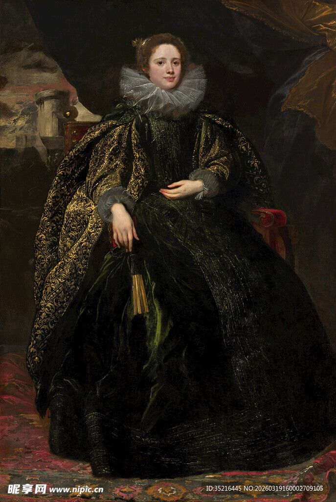 古典装扮的华贵女士肖像