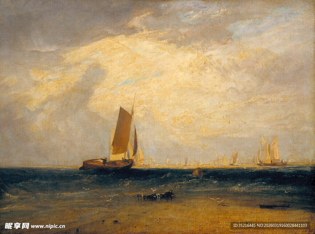 海上帆船风景图