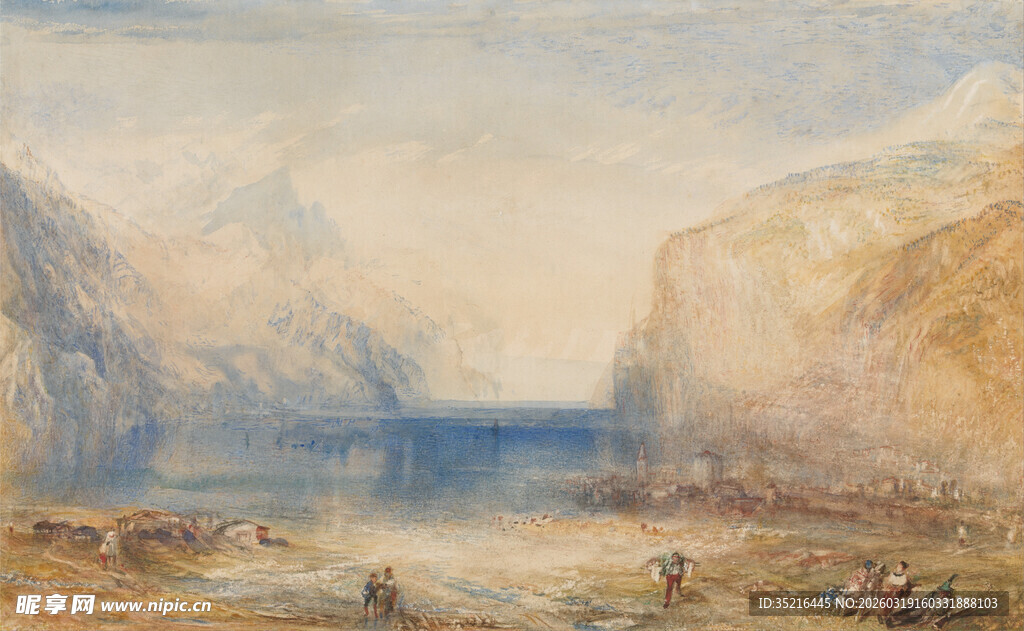 海边山川风景油画作品