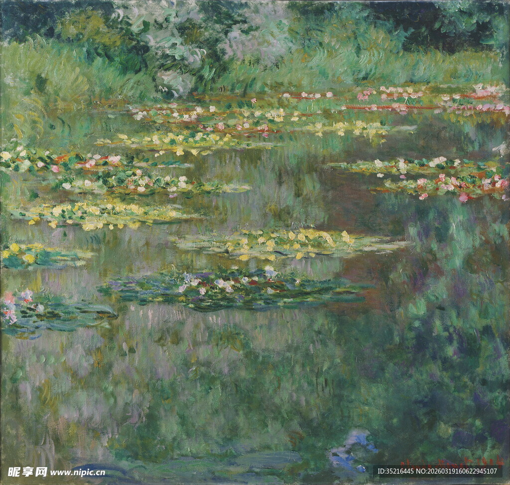 莫奈笔下的睡莲池塘