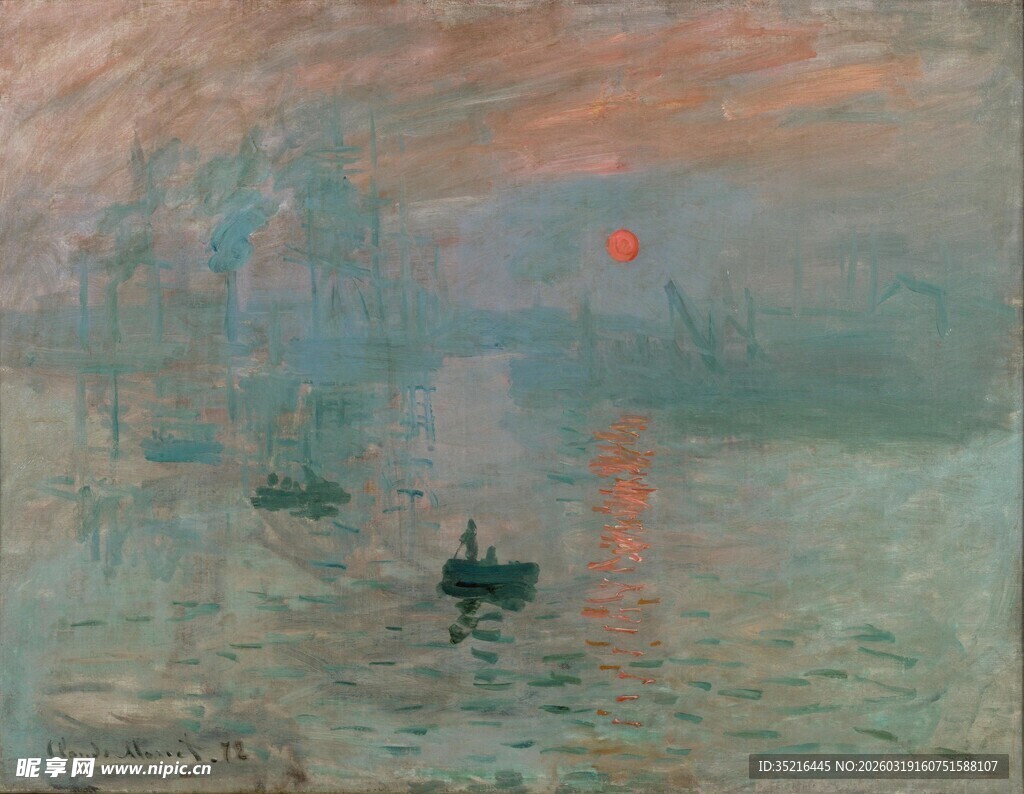 日出海面的静谧小船景象