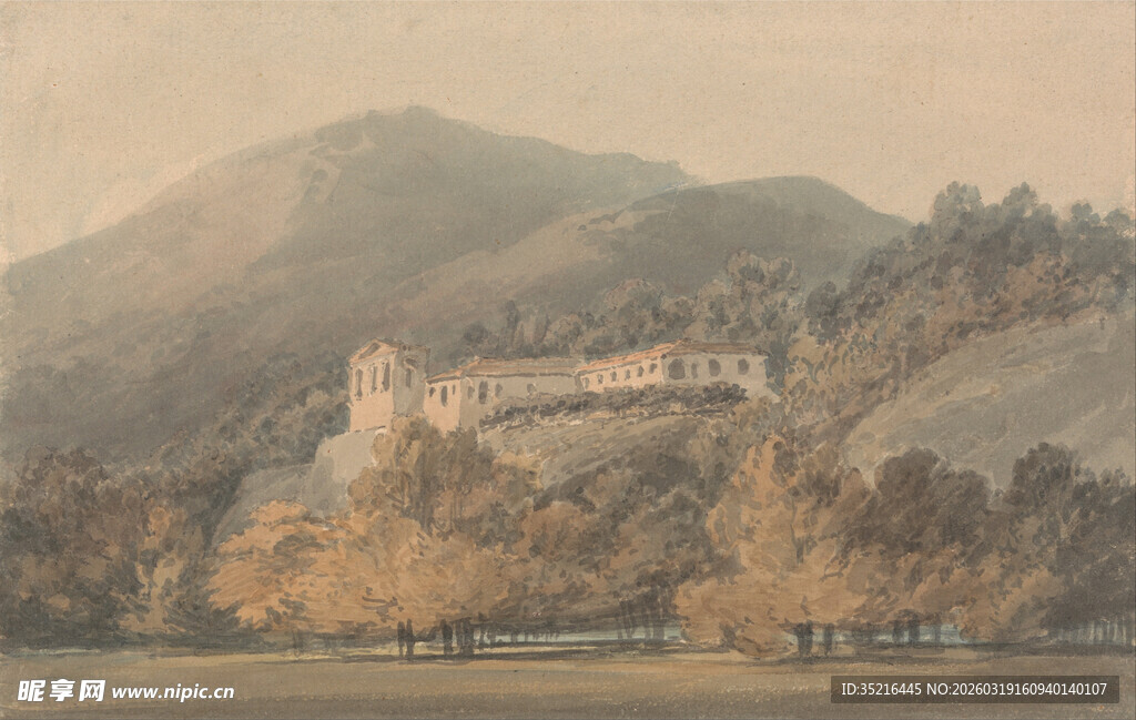 湖畔山峦间的秋日景致