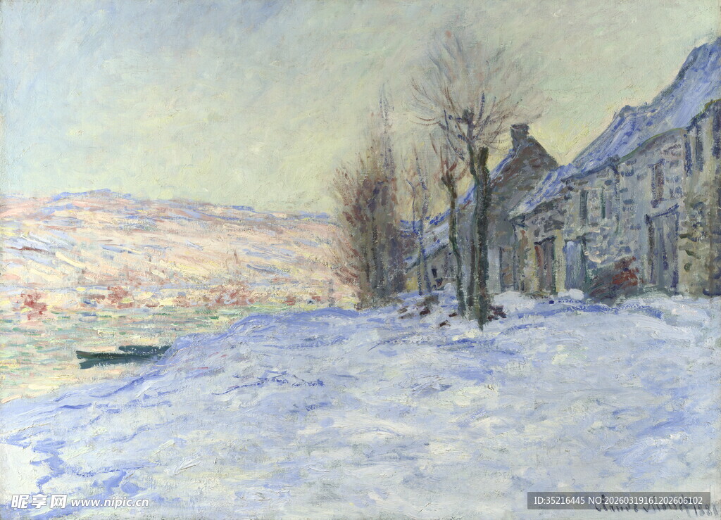 冬日雪景中的宁静村落