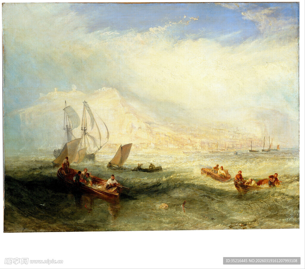 海上航行场景油画