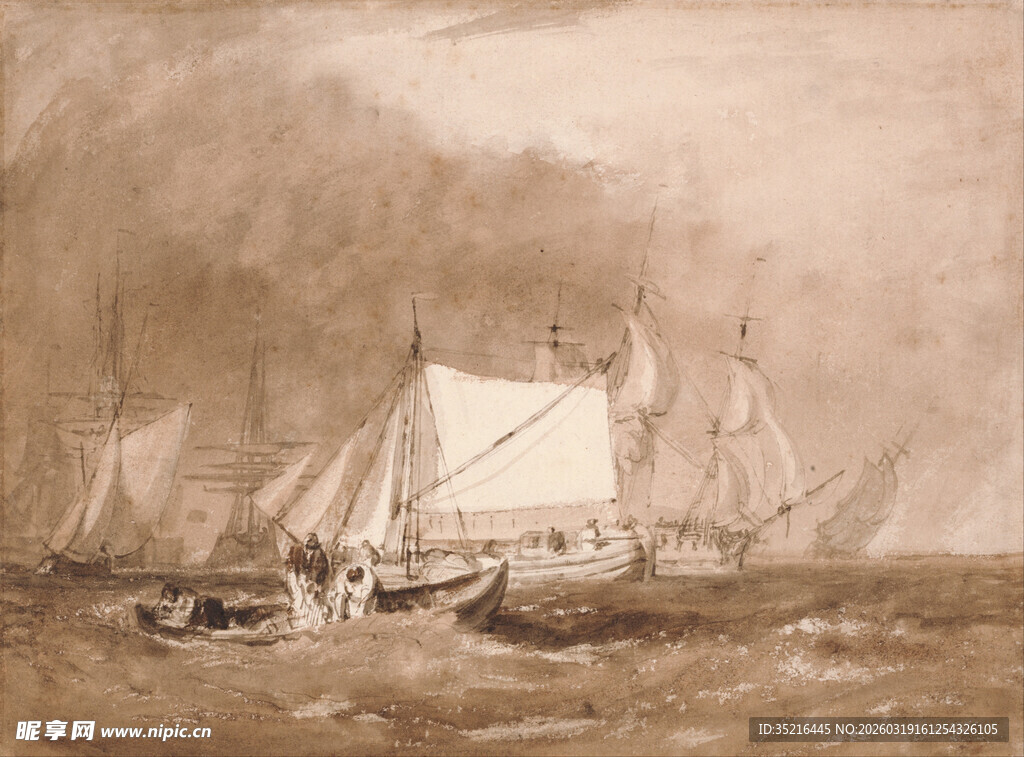 海上帆船航行场景